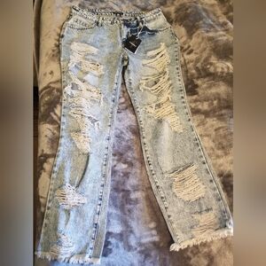 Flamingo Flamingals Acid washed distressed Womens Jeans size 10 (Large)